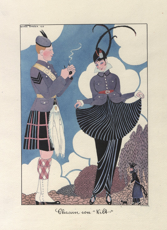 "Chacun son kilt" illustration print (1920s) by George Barbier