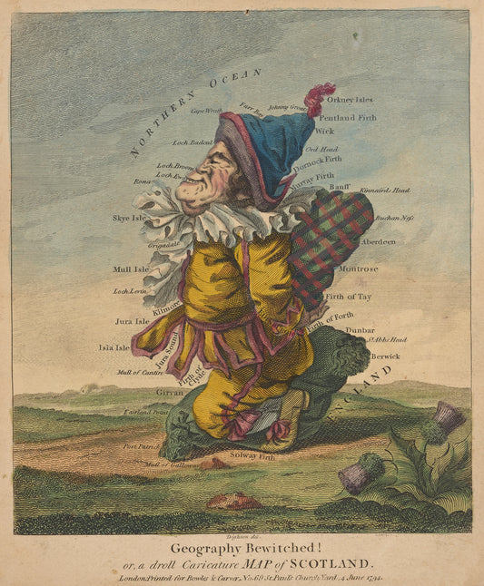 "Droll caricature map of Scotland" print (1794) by Robert Dighton