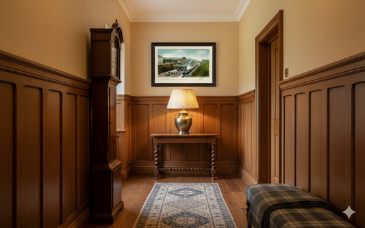 Strathaven Central Station on opening day 1st October 1904, colourised photo print