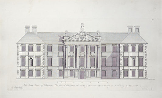 Hamilton Palace architectural illustration print (1810) by William Adam
