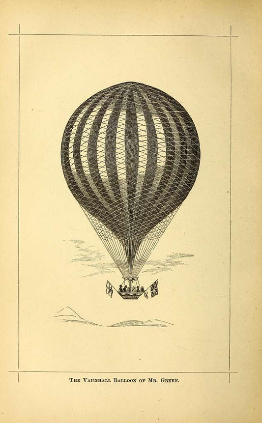 "The Vauxhall balloon of Mr Green" illustration print (1874)